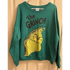 THE‎ GRINCH Dr. Seuss GRINCH PEEK Pullover SWEATSHIRT Unisex Adult 3XL Green